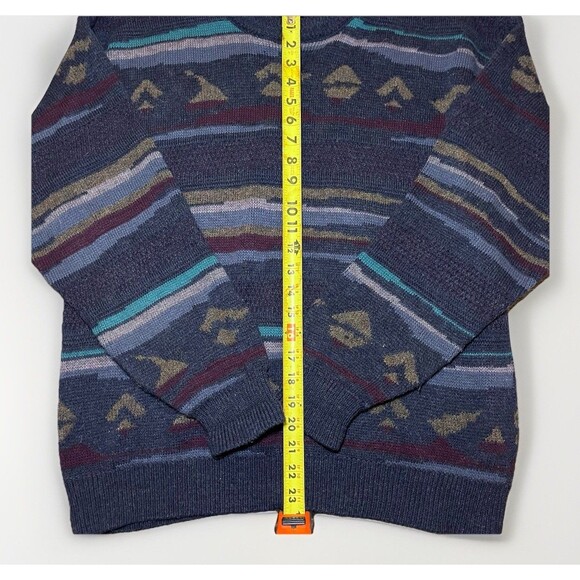 Vintage 90s Cambio Italia Sweater Men’s L Abstract Knit Wool Blend Made in Italy - Picture 5 of 6